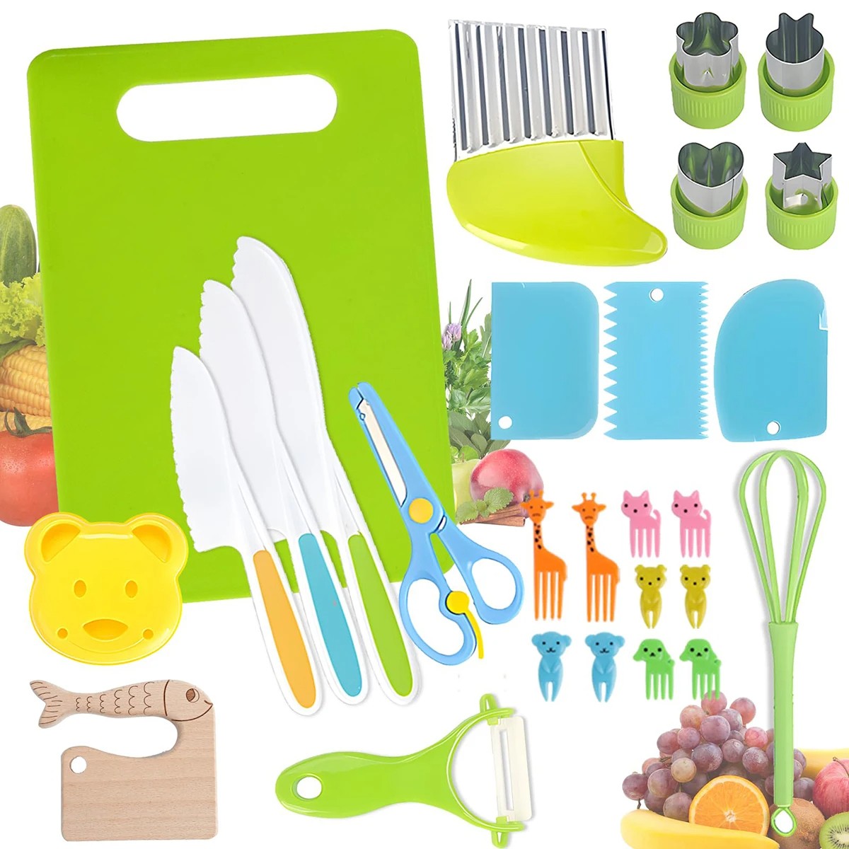 18pcs Kids Cooking Set Real Cooking Montessori Kitchen Tools