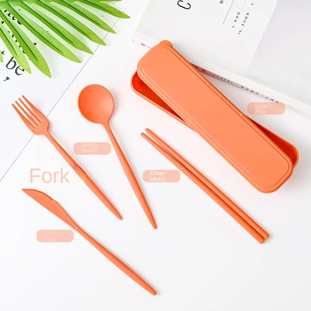 4Pcs Wheat Straw Dinnerware Set Portable