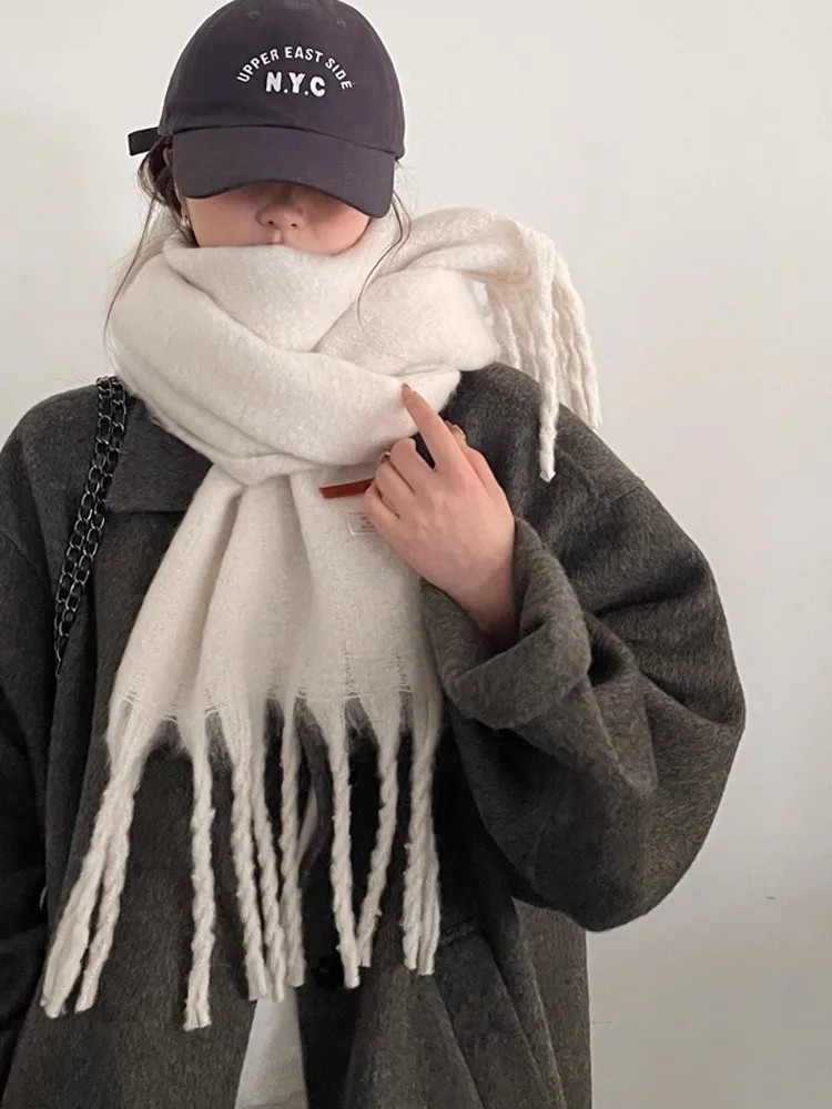 Thickened Blue Scarf for Women: Versatile Shawl for Winter