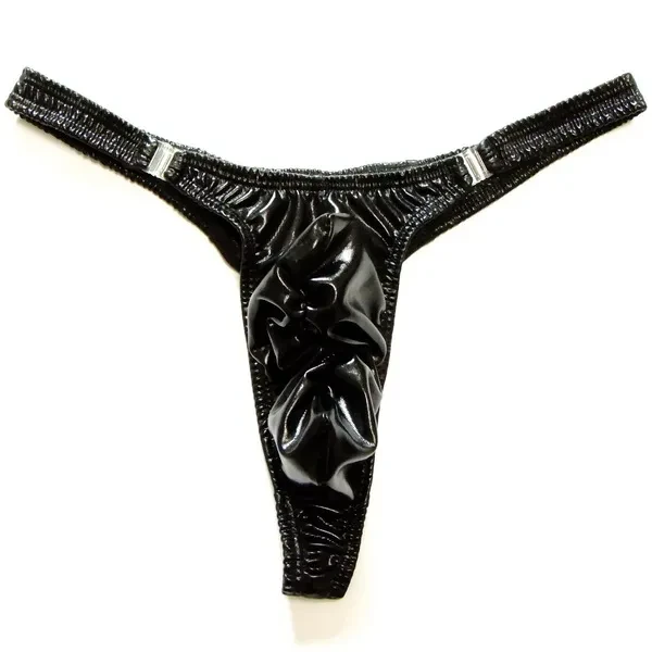 Low-waist Thin Belt Transparent Button-down Underpants Black