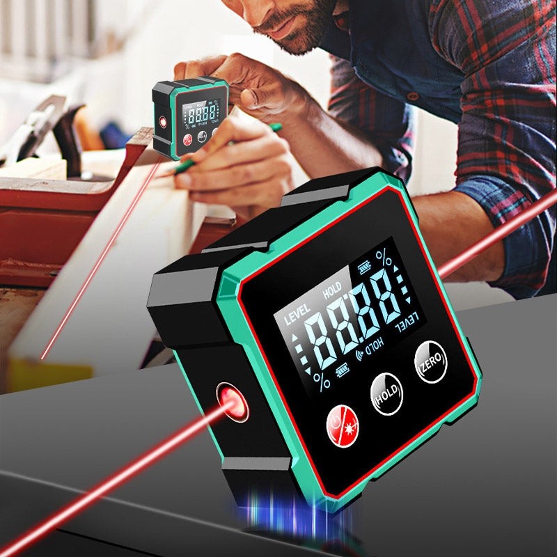 4-Side Magnetic Digital Angle Gauge with Laser