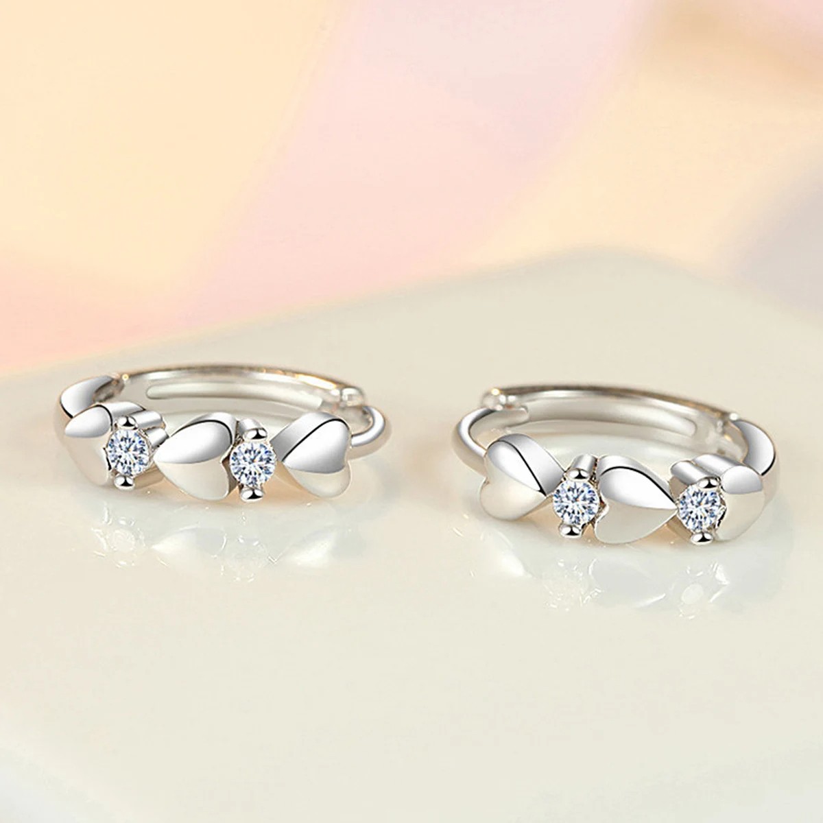 Cute Heart Small Hoop Earrings for Women