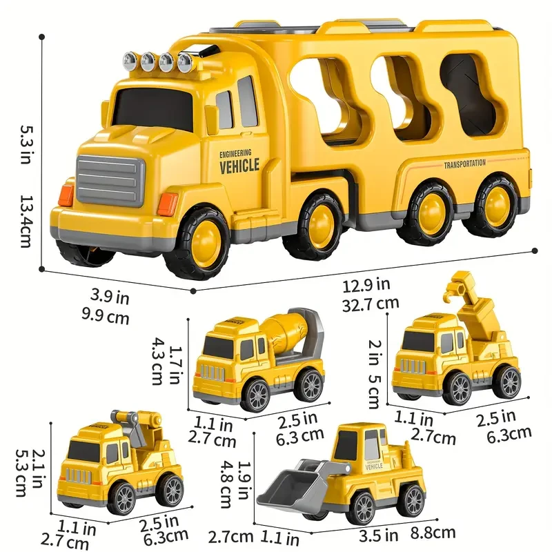 5-in-1 Engineering Transport Vehicle Toy Set