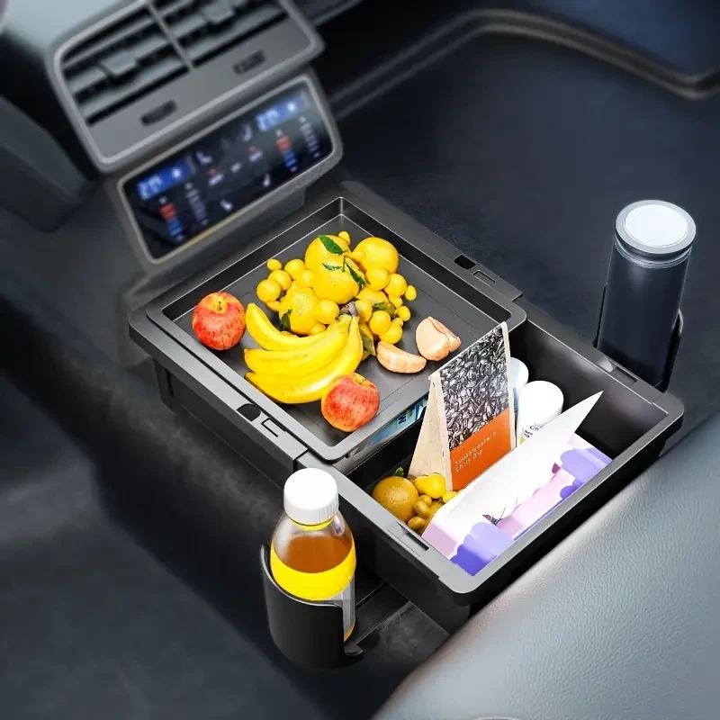 6-in-1 Car Center Console Organizer with Cup Holders & Phone Slot