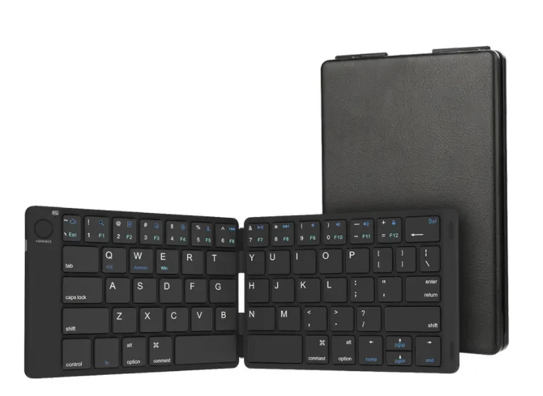 Leather Surface Wireless Mini Bluetooth Folding Keyboard Laptop Tablet Phone Keyboard