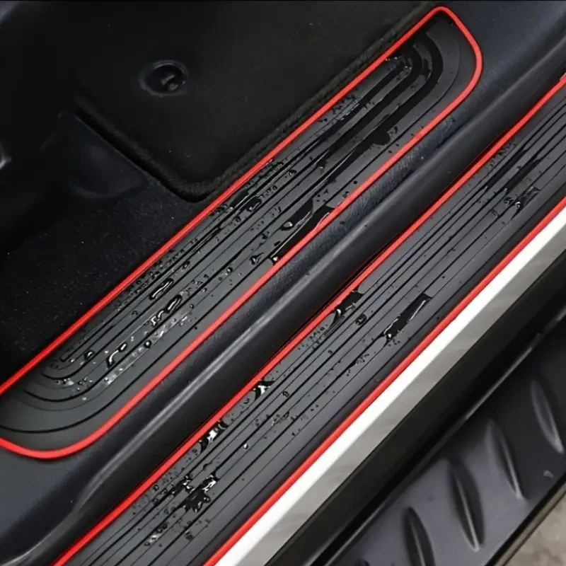4 Black Rubber Door Sills with Red Trim