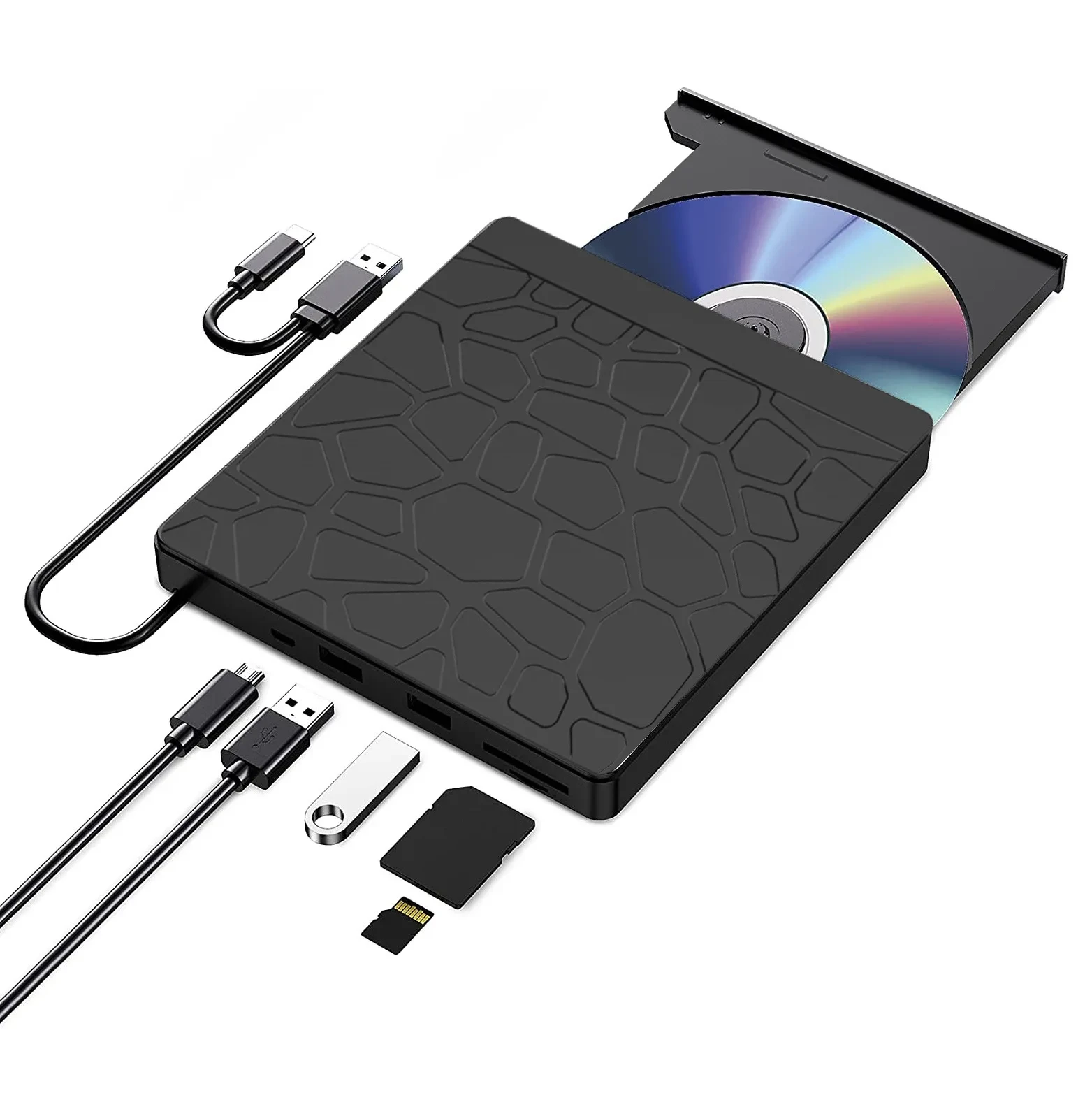5-in-1 Multi-function External Optical Drive Notebook Computer Recording Machine Plug-in External