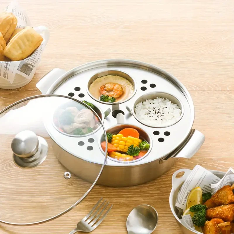 Stainless Steel Multi-Compartment Cooking Pot