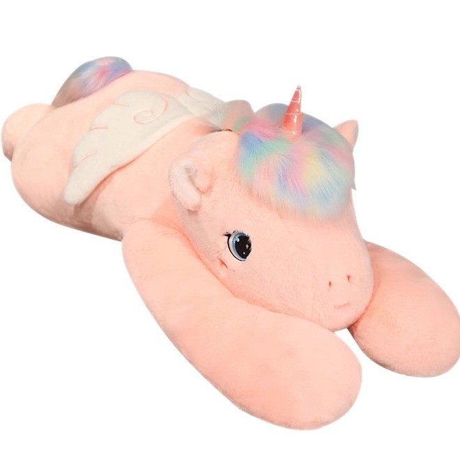 Rainbow Angel Horse Long Pillow Cute Plush Toy