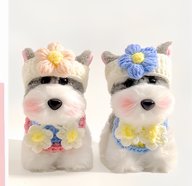 Cute Plush Puppy Schnauzer Doll And Bag Pendant
