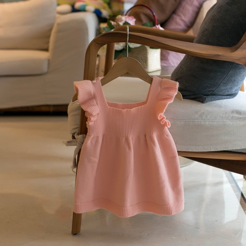 Children's Clothing Kids' Sweater Girls' Sundress Solid Color