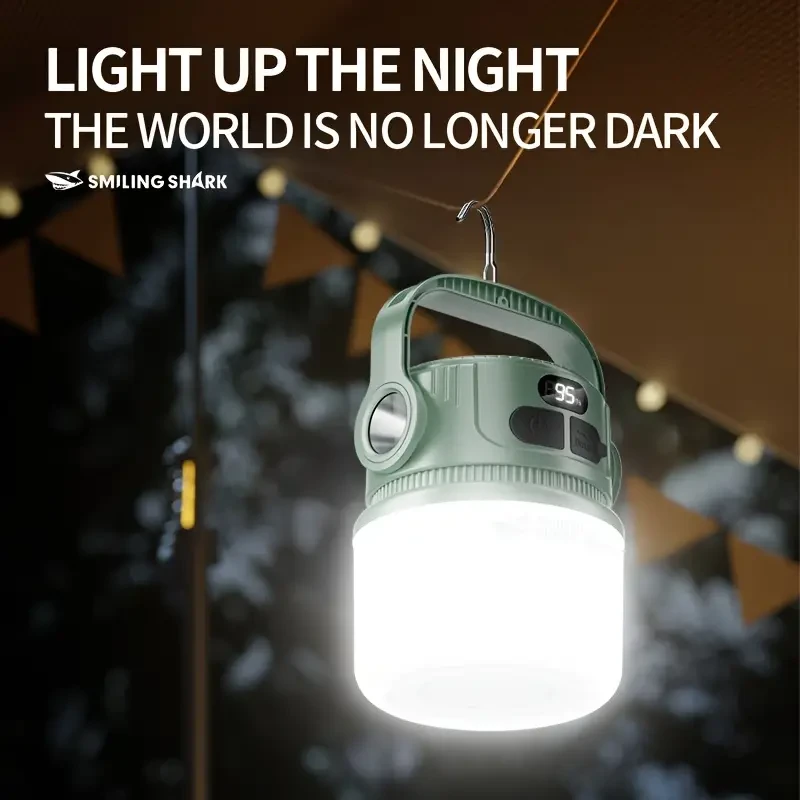Smiling Shark 2-in-1 Solar & USB Rechargeable Camping Lantern