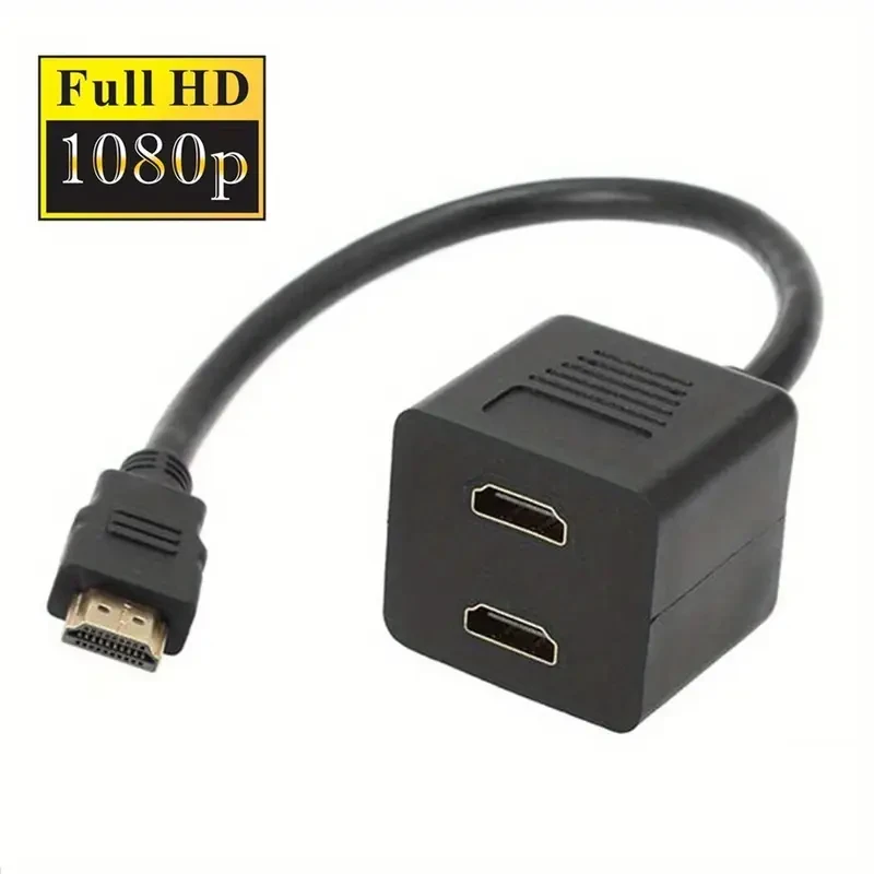 1-in-2 HDTV Splitter Cable | Gold-Plated 1080P Dual TV Adapter