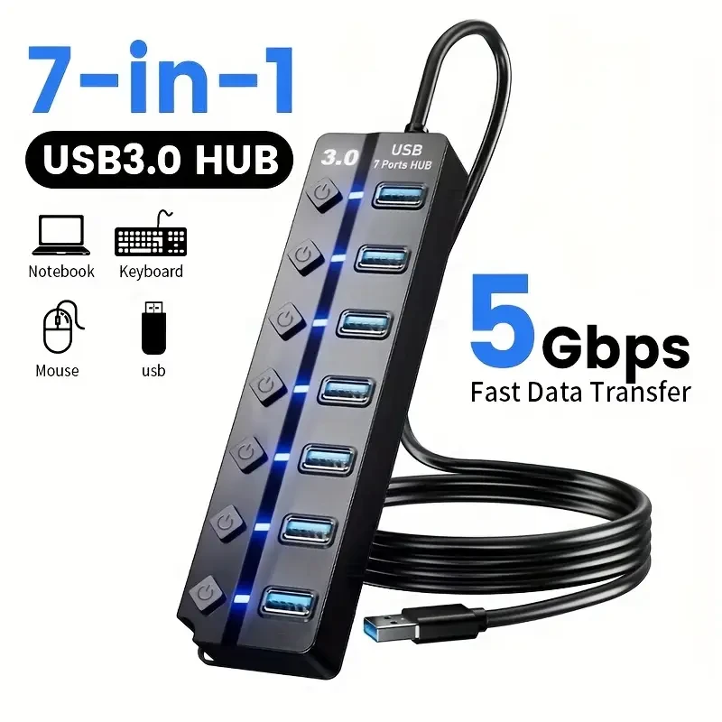 USB Hub 3.0 7-Port Hub Splitter