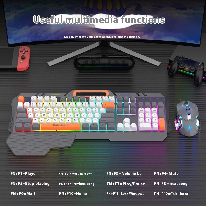 Wired Game Keyboard Color Matching Notebook Key Mouse Suit