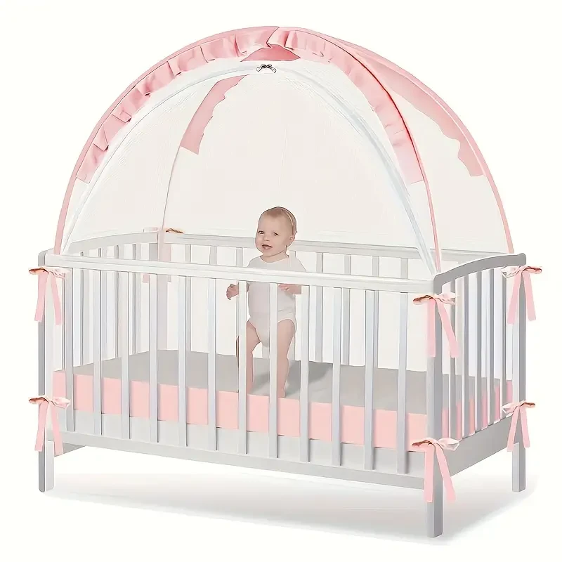 Pink Crib Tent with Breathable Mesh & Durable Frame