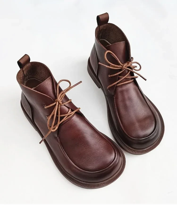 Big Toe Ankle Boots Pure Leather High-top Women's Shoes
