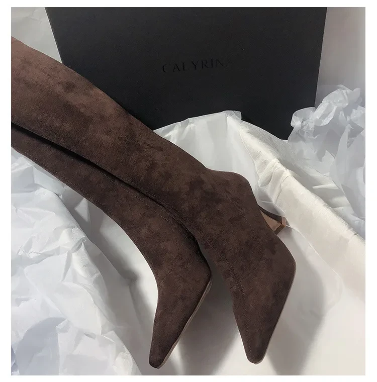 Women's Simple Side Zip High Heel Boots