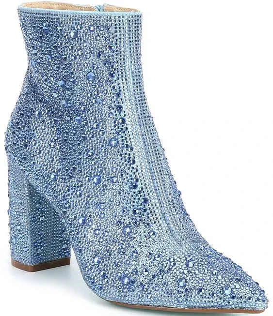 Rhinestone Pointed Toe Fashion Ankle Boots