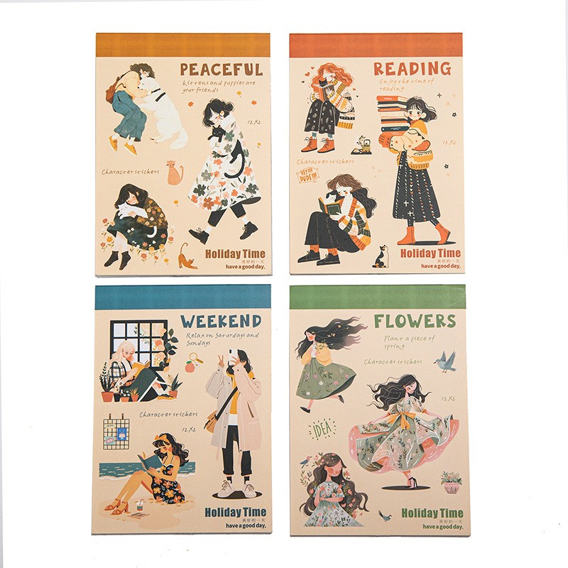 Beautiful Day Double Material Character Landscape Sticker Book