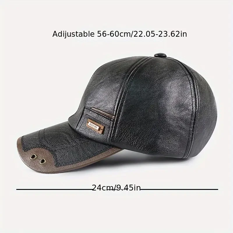 Fashionable Faux Leather Adjustable Baseball Cap