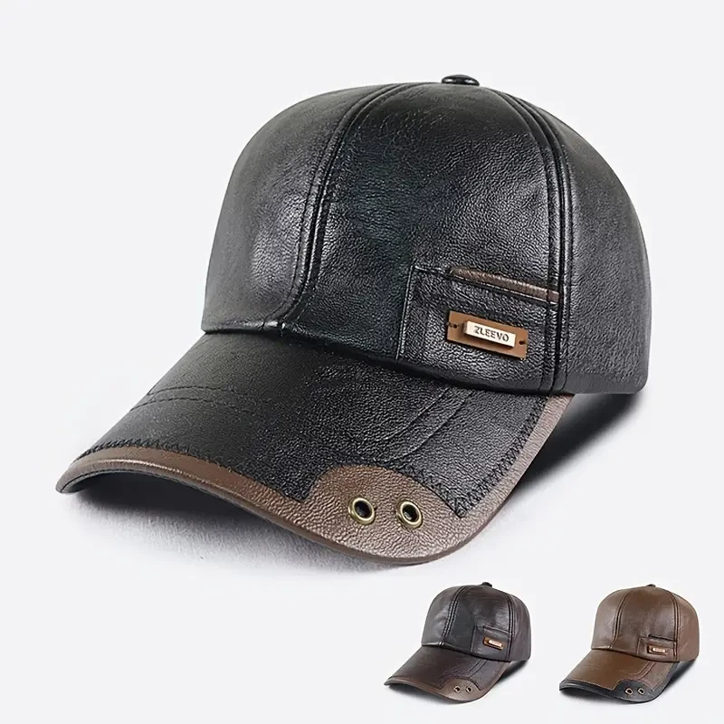 Fashionable Faux Leather Adjustable Baseball Cap
