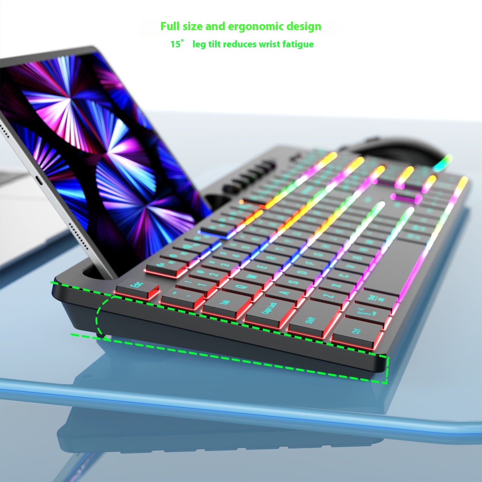 Wireless Keyboard And Mouse One-piece Set With Card Slot Luminous Ergonomic Business Office