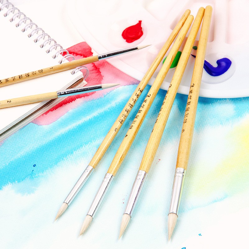 Artistic Wool Pointed Wooden Hook Line Pen Brush Suit