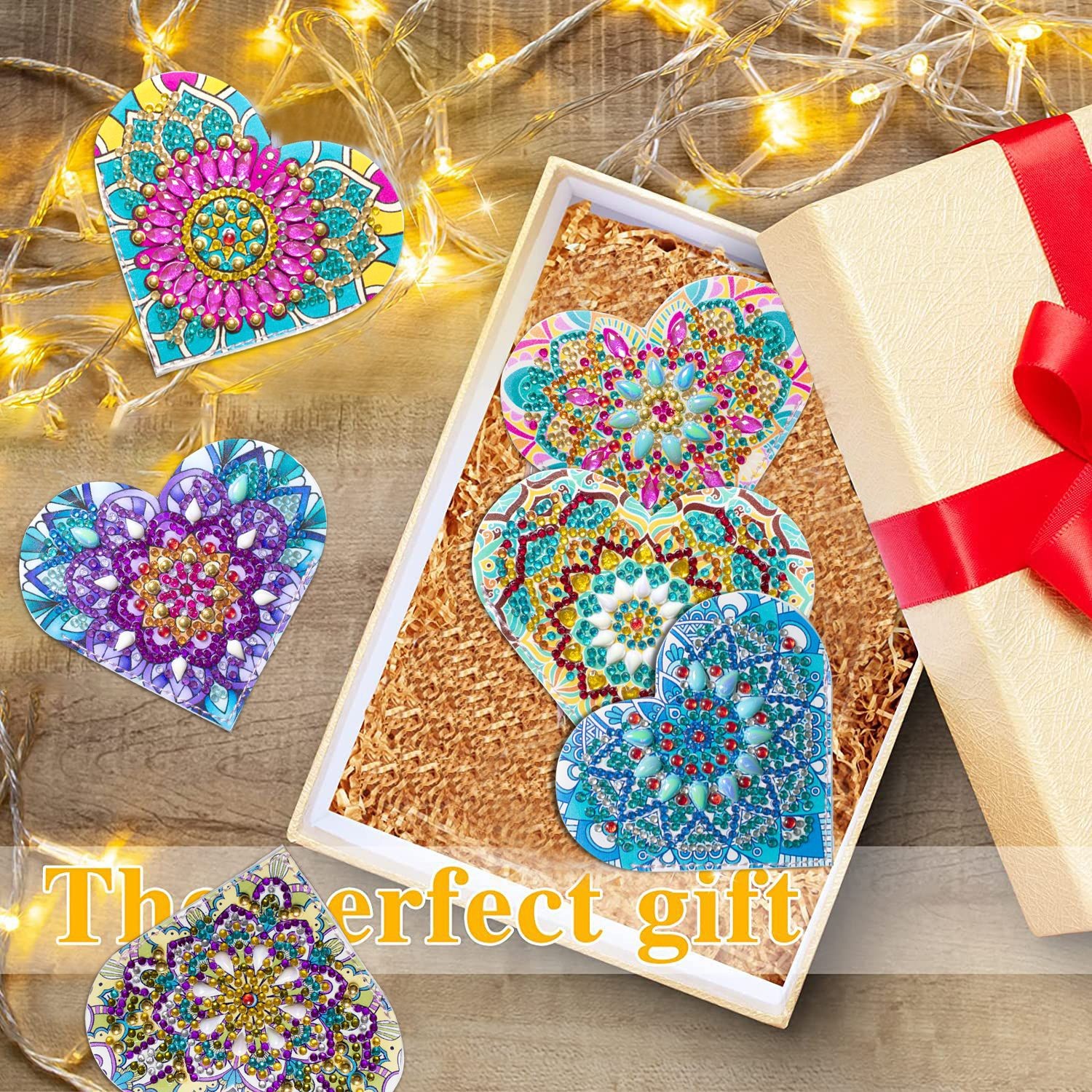 PU Leather Handmade Stick-on Crystals Flower Cornerite Bookmark