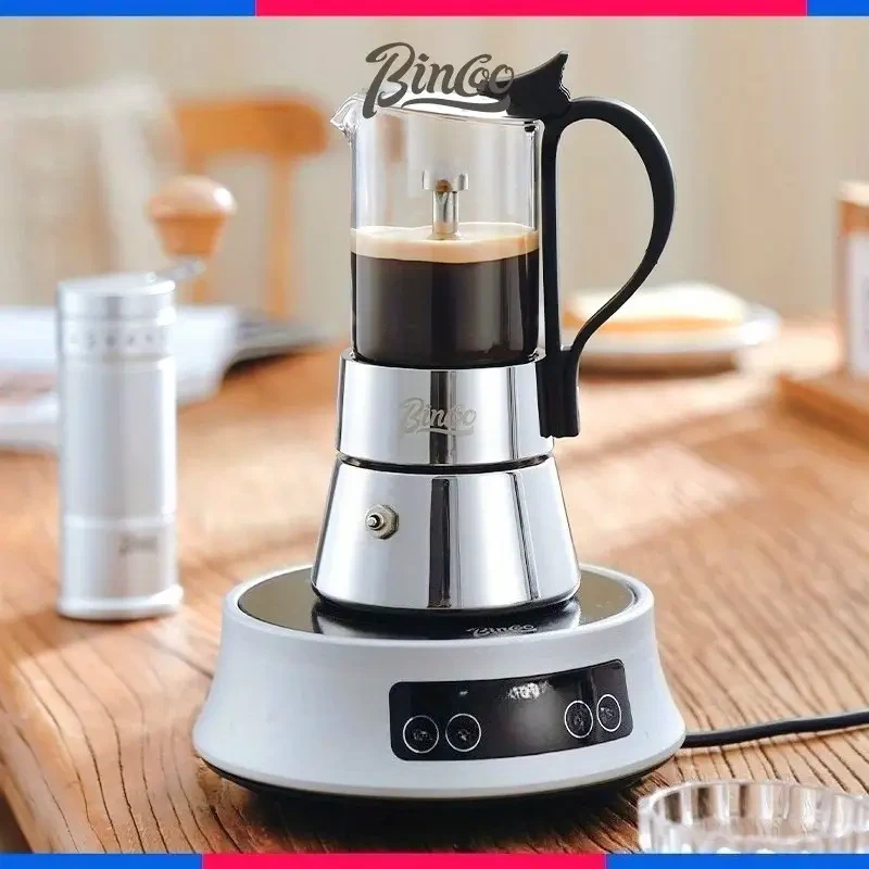 2pcs IN 1 Clear Glass Moka Pot Stovetop Espresso Coffee Maker