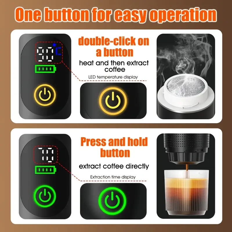 2025 Portable Espresso Machine with Temperature Display & Type-C Charging