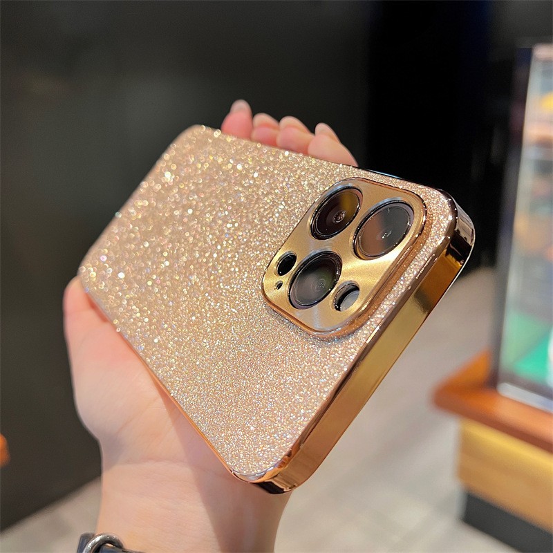 Electroplated Star Diamond Glitter Phone Case Metal CD Pattern Protective Cover