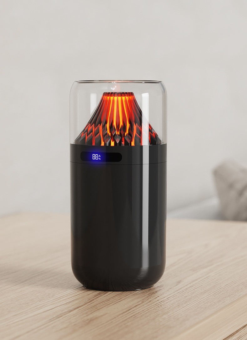 Volcano USB Humidifier Compact Battery-Powered Digital Display Car Aromatherapy Charging Air Moisturizing Humidifier