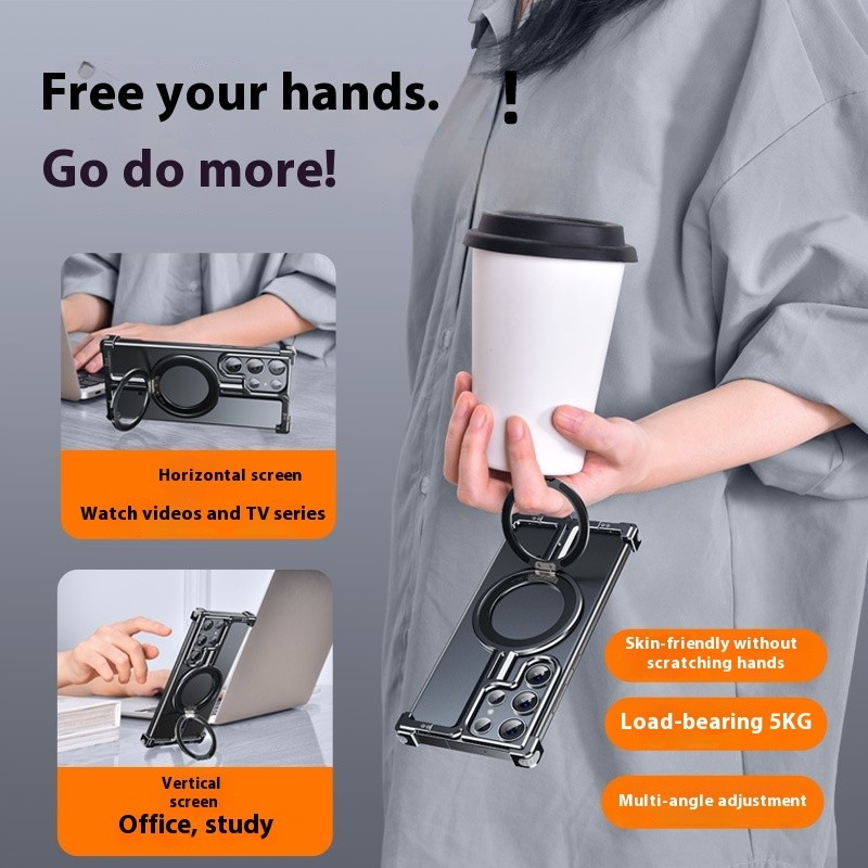 Phone Case Metal Frameless With Magnetic Bracket