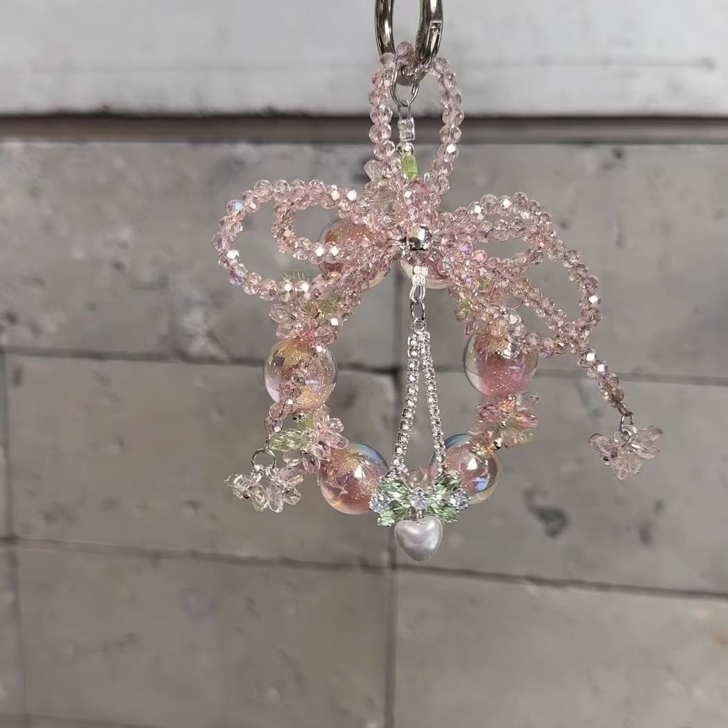New Sweet Bow Beaded Mobile Phone Charm Hanging