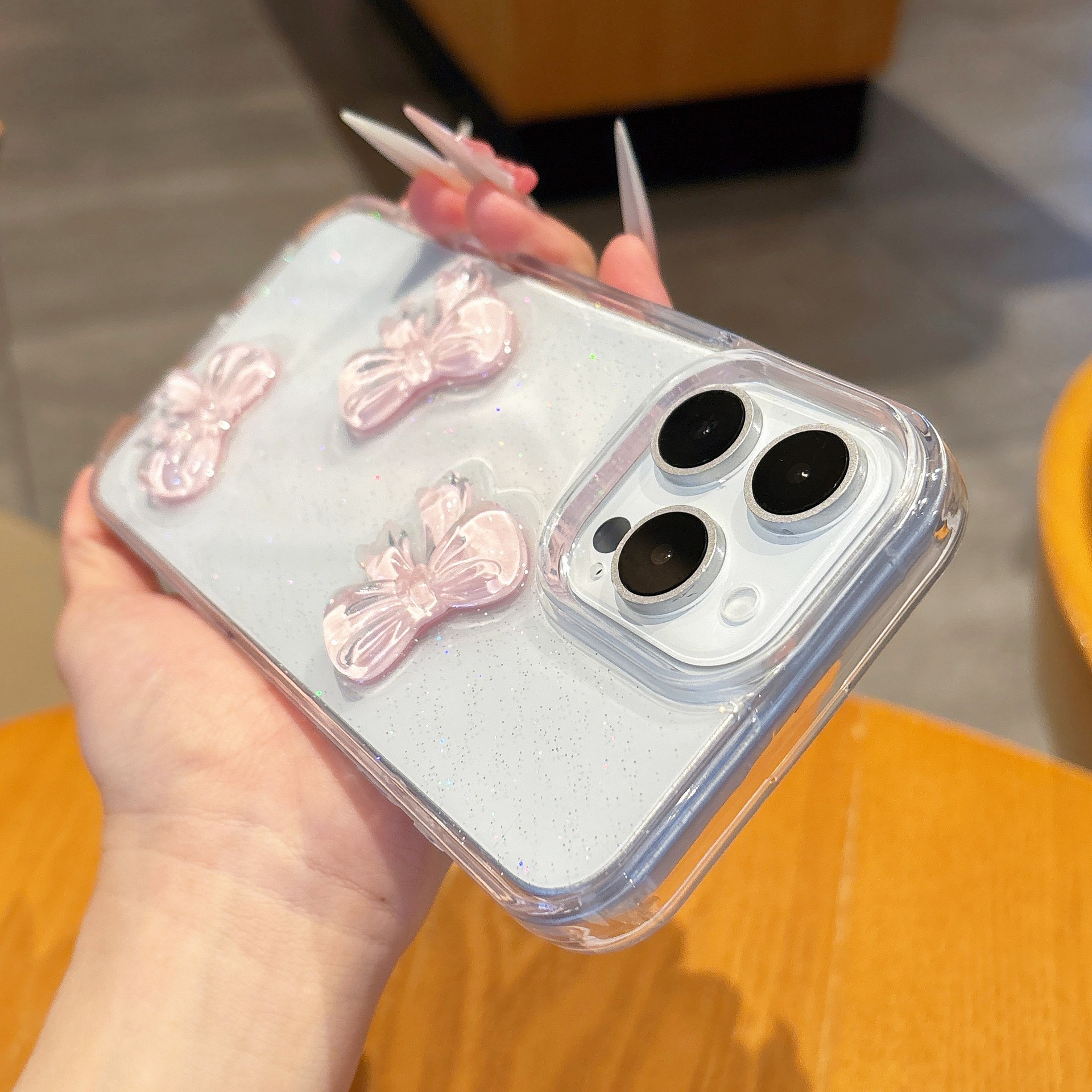 Bow Knot Epoxy Transparent Phone Case Drop-resistant