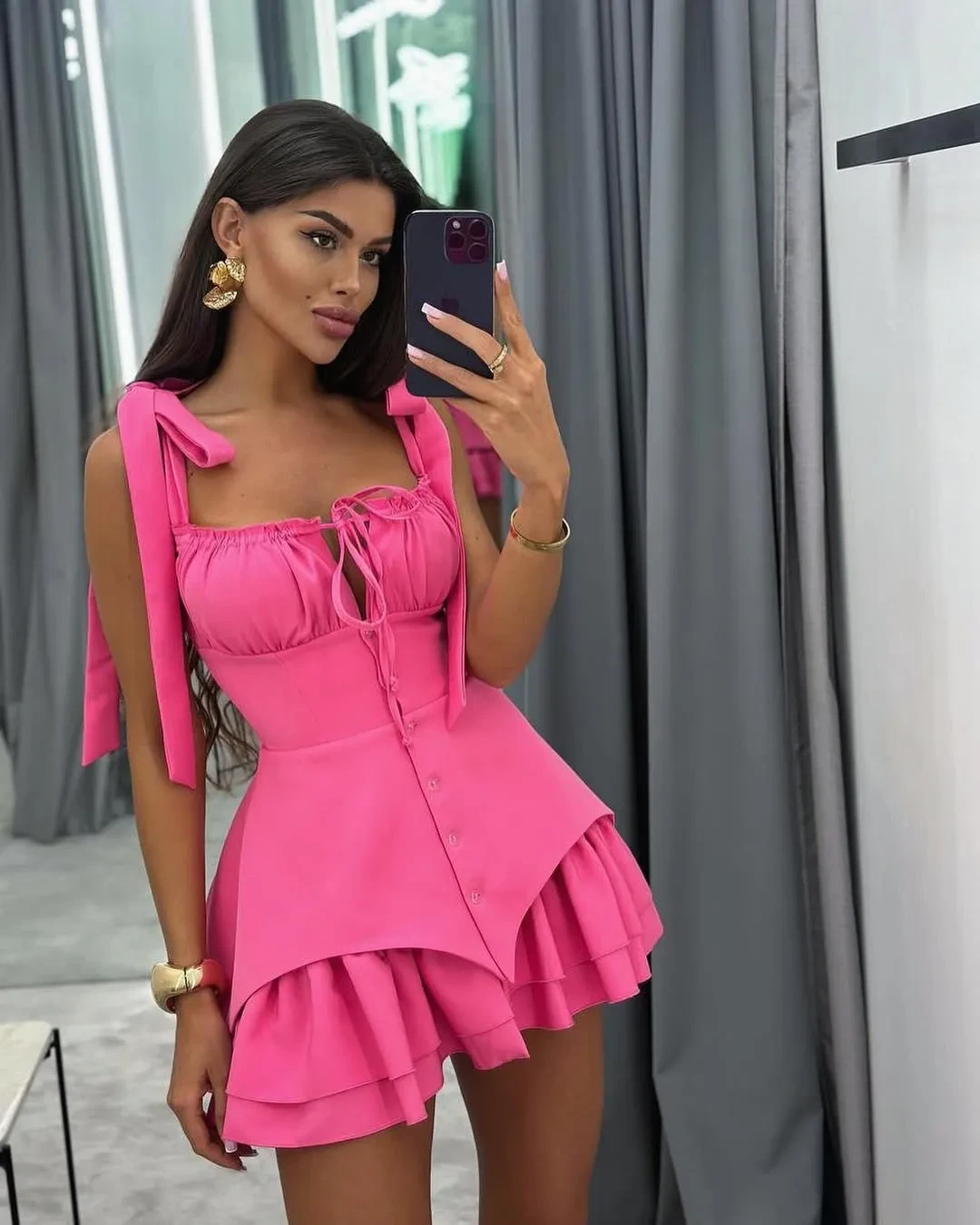 Pink Tie Strap Dress