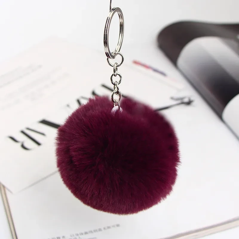 Brown Pom Pom Keyring