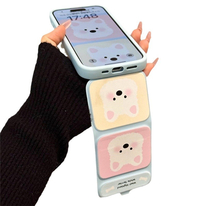 Cartoon Blush West Highland Phone Case Folding Bracket