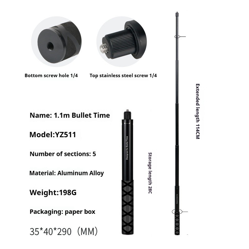 360 Selfie Stick Panoramic Camera Rotating Handle Time Extension Rod