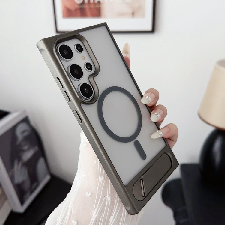 Folding Metal Bracket Phone Case Magnetic Skin Feeling