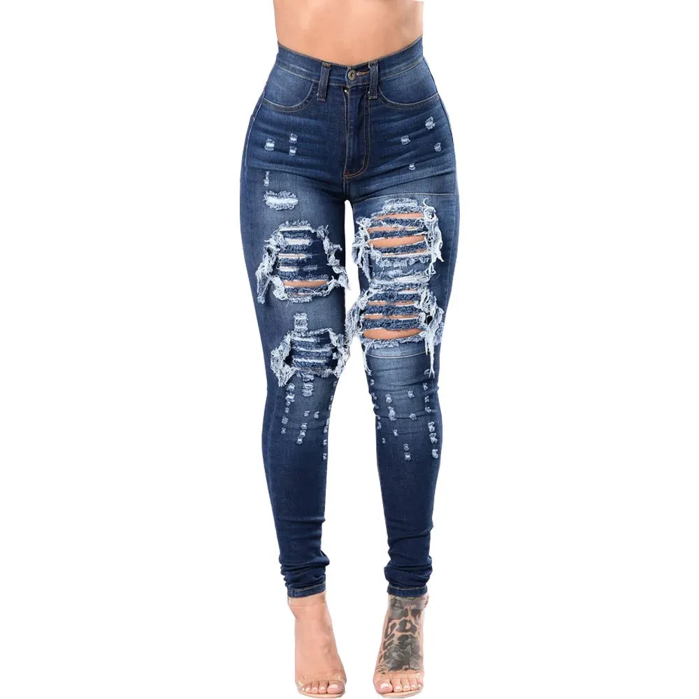 High Waisted Ripped Skinny Jeans
