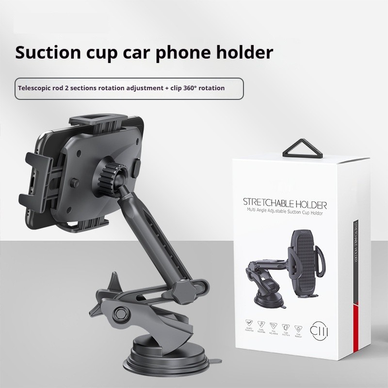 Car Mobile Phone Bracket Sucker Double Rod Rotating Telescopic Arm