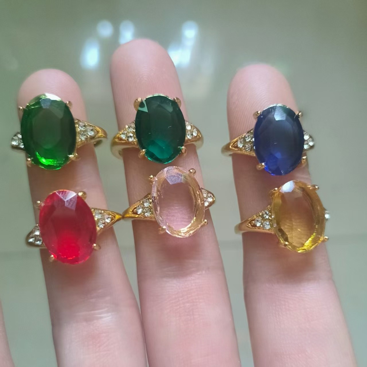 Inlaid Zircon Love Heart-shaped Ring All-match Open Ring