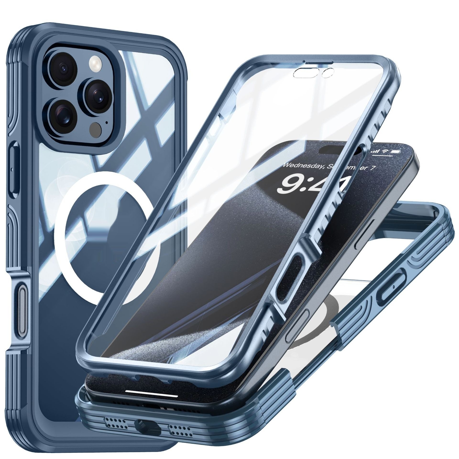 Applicable To Transparent Three-proof Phone Case Magnetic Outdoor Anti-fall Shell
