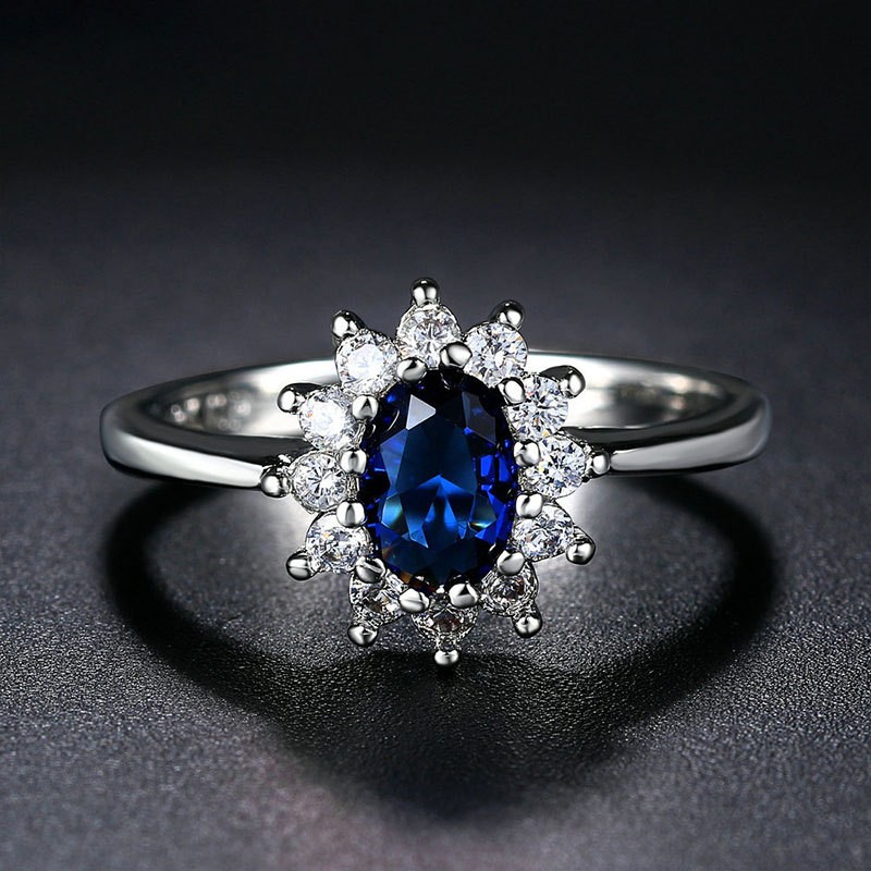 Blue Moissanite Women's Ring All-matching