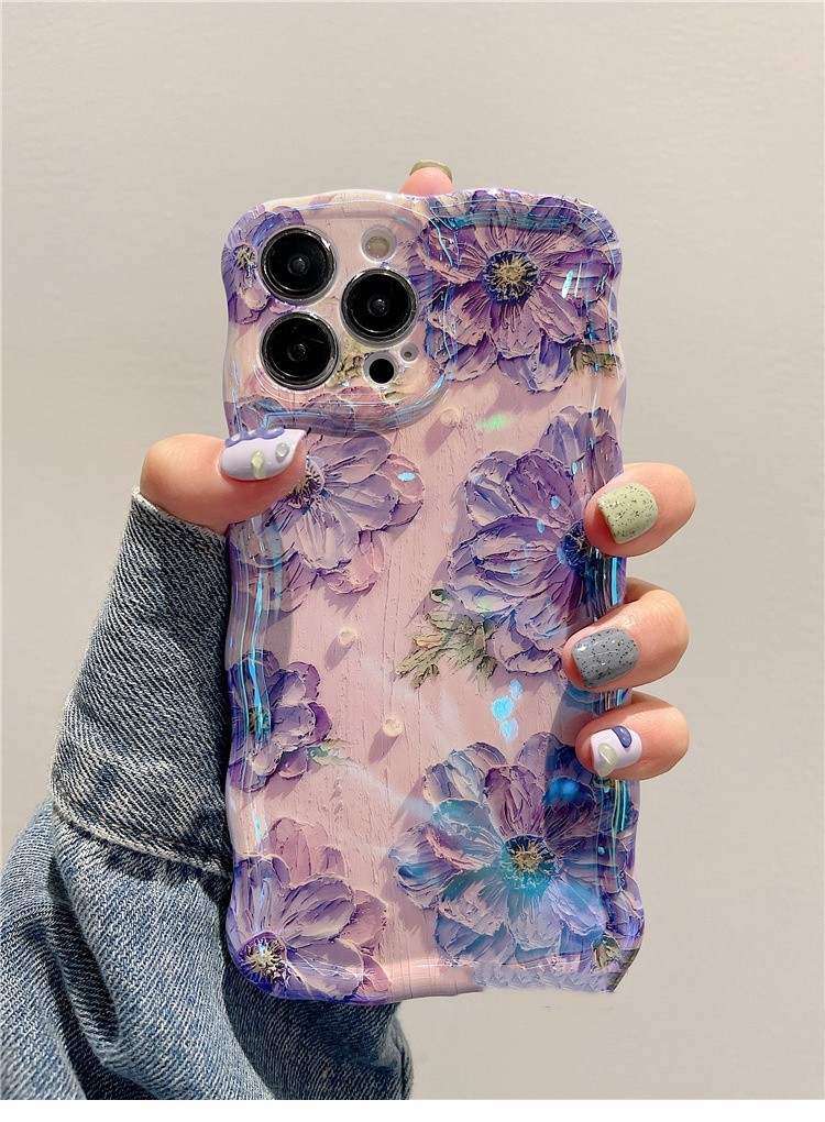 Silicone Drop-resistant Oil Painting Flower Phone Case