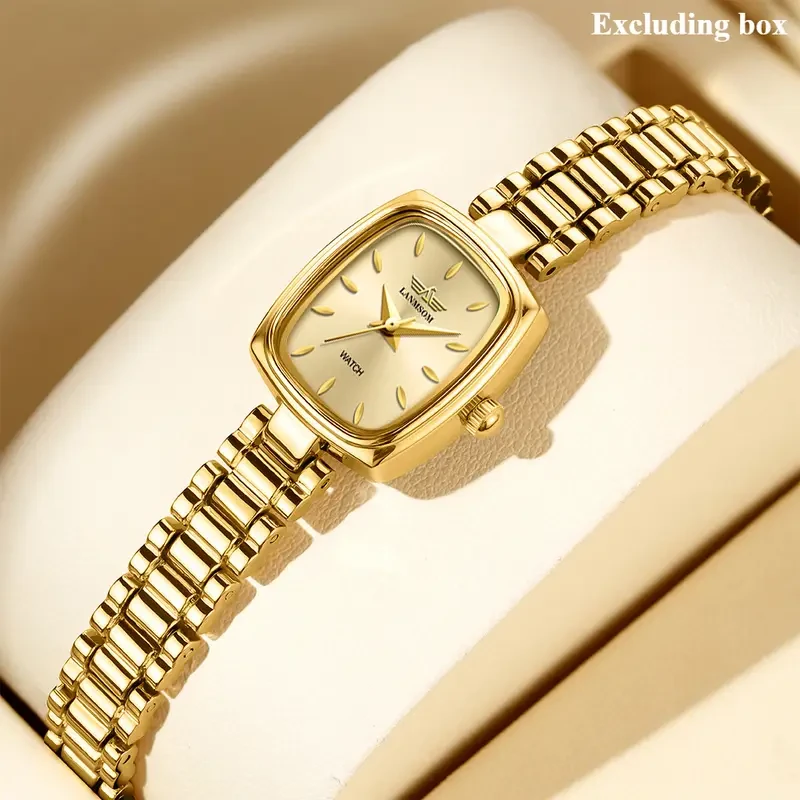 LANMSOM Womens Golden Quartz Watch