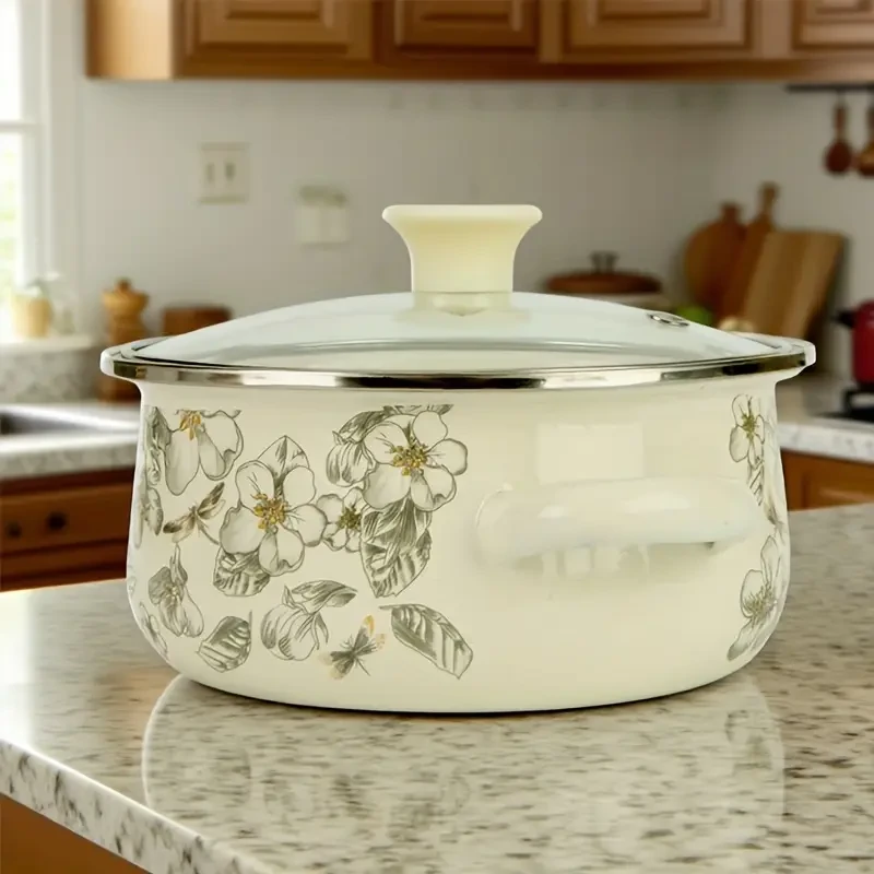 Dragonfly Flower Enamel Pot Set