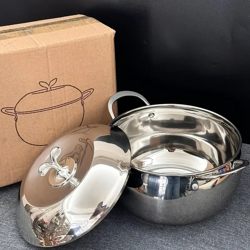 Apple-Shaped Stainless Steel Stock Pot with Lid
